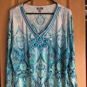 Pretty blues tunic blouse